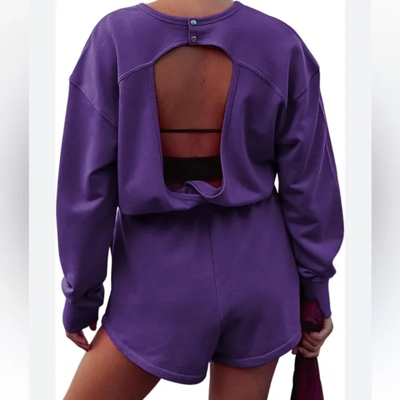 Free people By FP movement women romper Jumpsuit size XS deep purple NWOT - Picture 16 of 16